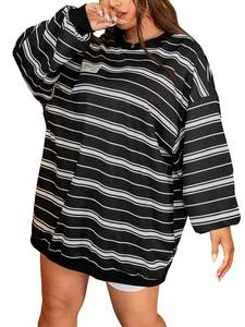lot 84849 image: Floerns Womens Plus Size Print Sweatshirt Long Sleeve Drop Shoulder Pullovers Black 3XL