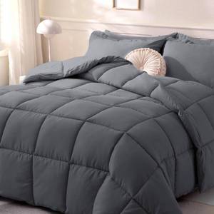lot 84850 image: DOWNCOOL Comforters Oversize King Size, Dark Grey All Season Duvet Insert, Lightweight Quilt, Down Alternative Hotel Comforter with Corner Tabs (Dark Gray, Oversize King 116x98 Inches)