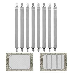 lot 84852 image: QoeCycth 8Pcs Adjustable Bed Sheet Straps Clips, Elastic Mattress Sheet Fasteners Holder and Suspenders, Grippers to Hold Sheet, Mattress, Sofa, Couch, Table Cloth, Ironing Board Cover(Grey)