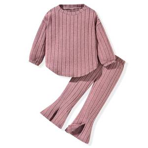 lot 84862 image: Aalizzwell Girls Clothes 2T Toddler Fall Winter Fashion Rib Knit Slit Pants Outfit Spring Clothing Pink