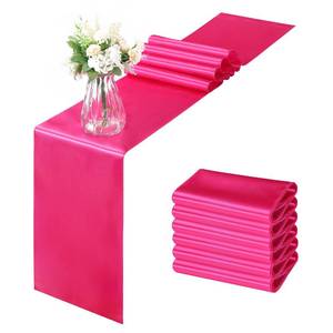 lot 84866 image: Horbaunal 6 Pack Satin Runners 12 x 72 Inch Bright Silky Smooth Satin Table Runners for Birthday Wedding Party Banquets, Hot Pink