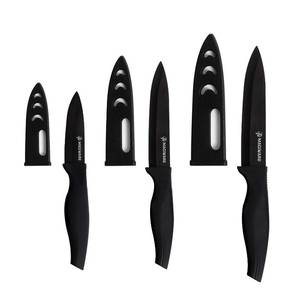 lot 84878 image: Magiware 6-Piece Paring Knife Set with Sheaths-Ceramic Blade Sharp Rust Proof Stain Resistant (include 5inch Utility Knife, 4inch Fruit Knife,3inch Paring Knife)-Black (win0529)