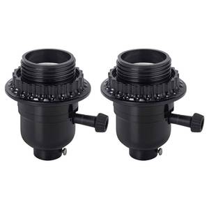 lot 84885 image: DiCUNO UL Listed E26 Lamp Socket Replacement, Turn Switch Knob ONOff, Threaded Medium Base Light Socket with Lamp Shade Ring for Table, Floor Lamp Repair Kit, Black, 2-Pack