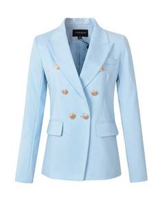 lot 84894 image: Womens Double Breasted Military Style Blazer Ladies Coat Jacket (US18, Blue)