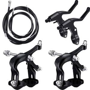 lot 84904 image: Riakrum 6 Pieces Bike Brakes Calipers Road Bike C Shape Brake Aluminum Bicycle Brake Lever Brake Housing and Cable Brakes C Type Replacement Set for Road Bike