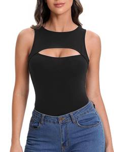 lot 84916 image: Verdusa Womens Casual Cut Out Sleeveless Round Neck Slim Fitted Tank Top Black L