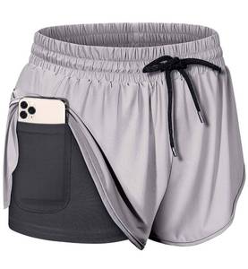 lot 84927 image: BLEVONH Running Sports Shorts for Women with Liner, High Waisted Athletic Tie Dye Shorts Double Layer Workout Shorts on Gym Grey XL