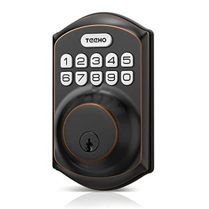lot 84931 image: TEEHO TE001 Keyless Entry Door Lock with Keypad - Smart Deadbolt Lock for Front Door with 2 Keys - Auto Lock - Easy Installation - Oil-Rubbed Bronze