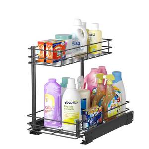 lot 84940 image: HANKEY Pull-Out Home Organizers, Under Sink 2-Tier Pull Out Cabinet Organizer for BathroomKitchen Cabinet Pull out Shelves - 10.47W x 16.93D x 14.56HHeavy Duty Metal, Black
