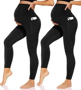 lot 84946 image: Sundwudu 2 Pack Maternity Leggings Over The Belly-Women High Waisted Pregancy Yoga Pants Workout Active with Pockets