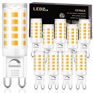 lot 84955 image: winshine 10 Pack Dimmable G9 LED Light Bulb 3000K Warm White, 4W G9 Base Chandelier Light Bulb Soft White, T4 40Watt Halogen Replacement G9 Bi Pin Base, CRI85 120V 360° Beam Angle