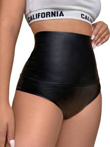 lot 84956 image: Milumia Womens PU Leather High Waisted Yoga Workout Legging Booty Biker Shorts Black X-Large