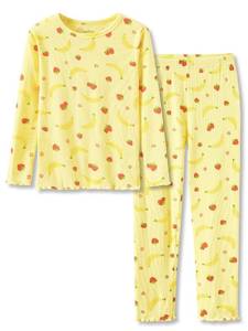 lot 84958 image: Beezizac AutumnFallWinter 2- Piece Strawberry Pajamas for Toddler Little Girls Ribbed Jersey Long Sleeves PJ Set Size 5T
