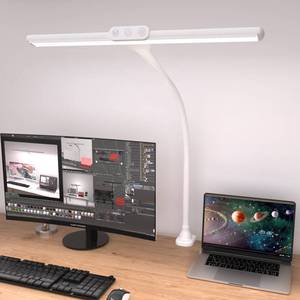 lot 84959 image: LED Desk Lamp with Clamp, Tall Desk Light with Gooseneck, Office Lighting for Desk, Task Lamp Touch Control, 9W Study Lamp for Home Office (White)