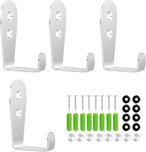 lot 85955 image: CGBE Coat Hooks for Wall, Heavy Duty Outdoor Hooks for Hanging Towel No Rust Outside Towel Hooks Wall Mounted with Screws and Anchor for Key, Towel, Bags, Cup, Hat (4 Pack Silver)