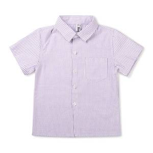 lot 85959 image: OCHENTA Toddler Boys Short Sleeve Button Down Shirt Striped Casual Summer Dress Clothes Purple Tag 90CM - 18M
