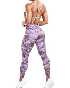 lot 85967 image: KIWI RATA Womens Butt Lift Blackless Workout Yoga Jumpsuit Sleeveless Bandage Fitness Sport Gym Romper Playsuit Large