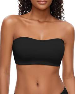 lot 85974 image: WOWENY Strapless Bra for Women Seamless Non-Slip Silicone Padded Bandeau Bra Comfortable Wireless Tube Top Bralette(Black-2125,S)