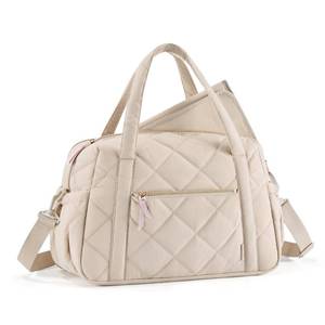lot 85976 image: mommore Diaper Bag Tote, Large Diaper Bag Expandable Baby Bag for 2 KidsTwins, Lightweight Mommy Bag for Hospital Baby Essential, Maternity Bag Stylish Tote Bag Weekender Travel, Beige