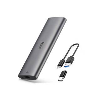 lot 85989 image: SSK Aluminum Tool-Free M.2 SATA SSD Enclosure Reader USB 3.2 Gen 2(6Gbps) Type-C External SSD Adapter Support UASP TRIM for M2 SATA NGFF 224222602280 SSD with B KeyBM Key(  )