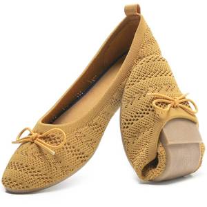 lot 85994 image: HEAWISH Women�s Flats Shoes Comfortable Crochet Lace Mesh Round Toe Slip On Casual Ballet Flats Dress Shoes(Yellow,US9)