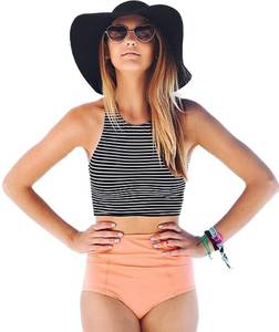 lot 85998 image: Mansy Womens 2PCS tripe Padded Push Up High Waisted Bikini Swimsuit Swimwear
