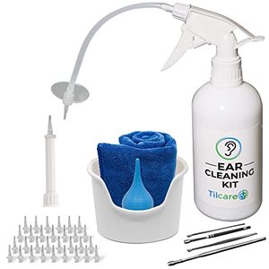 lot 85999 image: Ear Wax Removal Tool by Tilcare - Ear Irrigation Flushing System for Adults & Kids - Perfect Ear Cleaning Kit - Includes Basin, Syringe, Curette Kit, Towel and 30 Disposable Tips