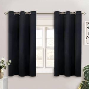 lot 86006 image: BGment Black Short Blackout Curtains for Small Windows, 38 x 45 Inch Thermal Insulated Tier Set of 2 Panels Sun Blocking Drapes for Kitchen Bedroom