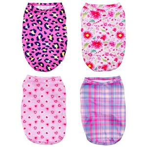 lot 86008 image: PET SHOW 4 Pack Paw Bone Printed Dog Clothes Shirts Soft Vest Lightweight Sleeveless Cats Doggies T-Shirts Puppies Tank Top Tee for Small Medium Dogs White Black Pink Blue (Large, Pink for Girls)