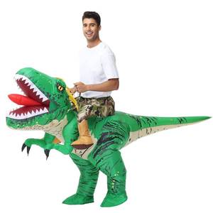 lot 86012 image: Doscos Adult Inflatable Dinosaur Costume Funny Halloween Costumes for MenWomen Riding T Rex Blow up Air Costume for Party (Dark Green)