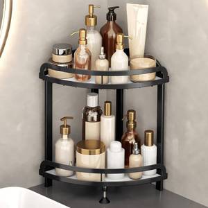 lot 86038 image: YIWANFW Bathroom Counter Organizer, Corner Shelf for Bathroom Organizer Countertop, 2 Tier Bathroom Sink Organizer, Corner Skincare Organizer, Makeup Organizer for Vanity Bathroom Storage Perfume Tray