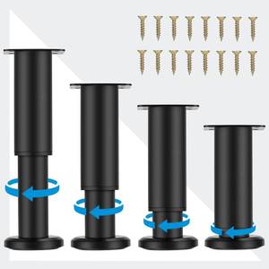 lot 86050 image: KONIGEEHRE (Upgraded Metal Adjustable Furniture Legs 4.7-7 inch, Heavy Duty Cabinet Legs Extension for CouchBedDeskSofaTableChairDresser, Replacement Legs for Furniture Set of 4 �Black