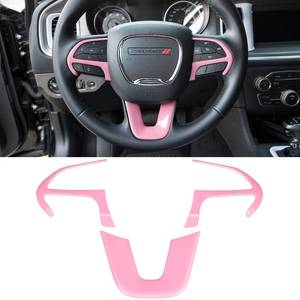 lot 86051 image: Steering Wheel Cover Trim Interior Accessories Decoration Kit for 2015-2021 Dodge Challenger Charger, for 2014-2021 Dodge Durango & Jeep Grand Cherokee SRT8 (Pink 3PCS)