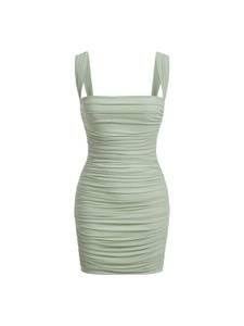 lot 86058 image: Verdusa Womens Summer Formal Mini Mesh Dress Sleeveless Square Neck Ruched Bodycon Sexy Dress Mint Green M
