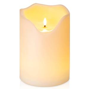 lot 86065 image: Homemory 6 x 8 Extra Large Outdoor Waterproof Candle with Auto 6-Hour Timer, Big Flameless Candle, Extra Wide and Tall Pillar Candle Battery Operated, White Plastic Made, Long Last for Months