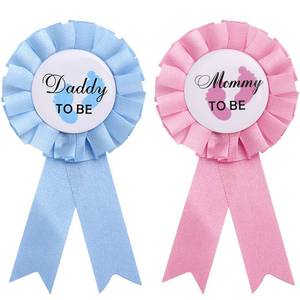 lot 86083 image: WILLBOND 2 Pieces Daddy and Mommy to Be Tinplate Badge Pin Gender Reveal Button Pins New Daddy Mom Gifts for Baby Shower Party Celebration, Pink and Blue