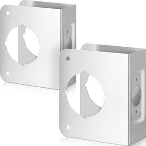 lot 86088 image: 2-18 Inch x 2-38 Inch x 1-34 Inch Lock and Door Reinforcer Repair Doors Reinforcement Plate Stainless Steel Home Security Door Lock Plate Add Security to Your Home (2 Pcs)