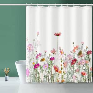 lot 86099 image: Niidder Shower Curtain, Flower Shower Curtain, Waterproof Bathroom Shower Curtains, -72 W x 72 LShower Curtains for Bathroom,Cloth Shower Curtain with 12 Hooks