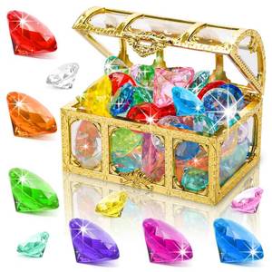 lot 86100 image: FUTUREPLUSX 20pcs Diving Gem Pool Toys, Colorful Gem with Treasure Pirate Chest Box Underwater Acrylic Swimming Toys for Boys and Girls Game Gift
