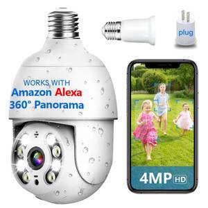 lot 86102 image: 4MP Keilini Light Bulb Security Camera Outdoor Wireless Wifi Waterproof,Light Socket Security Camera 360,Home Wireless Security Cameras Audible Alarm