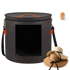 lot 86108 image: kushon Oversized Hat Storage Box for Women & Men19 D x 17 H Cowboy Hat Boxes with 1 Wood Hook Felt travel Round Hat Organizer Box with Dustproof Lid
