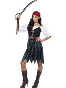 lot 86114 image: Smiffys Mens S-US Size 6-8 Pirate Deckhand Costume, Green Small