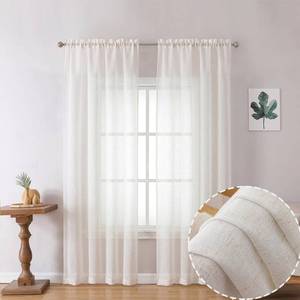 lot 86126 image: OWENIE Linen Sheer Curtains 84 inches Long 2 Panels Set for Bedroom, Natural Linen Light Filtering Cutain for Living Room Rod Pocket Drapes, 2pcs, Each 40 W x 84 L