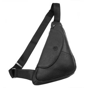 lot 86136 image: Vidlea Basic Black Leather Sling Bag Crossbody Chest Pack Shoulder Daypack (Black)