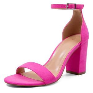 lot 86137 image: COASIS Womens Chunky Block Heels Open Toe Ankle Strap 3.5 Inch Heeled Sandals Size 9