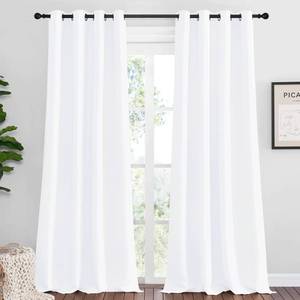 lot 86138 image: NICETOWN White Curtains for Sliding Door - 55 by 90, 2 Pieces, Blocking Out 50% Sunlight Window Treatment Modern Design Grommet Curtain Panels for Dining Room