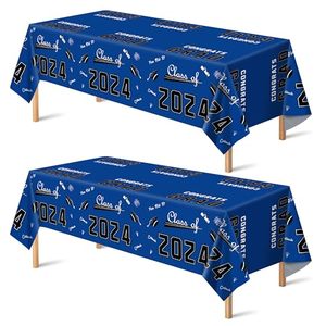 lot 86144 image: OHOME Graduation Decorations Class of 2024 - Graduation Party Decorations 2024 - Disposable Plastic Blue Tablecloth for Class of 2024 Decorations Party Favors Supplies Banner,54 X 108,2 Pack