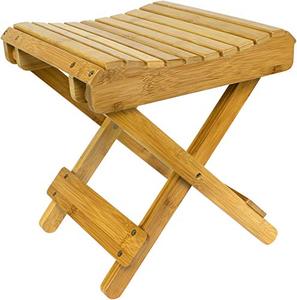 lot 86149 image: Sorbus Bamboo Folding Step Stool Bench - for Shaving, Shower Foot Rest, Bath Chair - Great for Bathroom, Spa, Sauna, Wooden Seat, Fully Assembled - 11.75 D x 12.25 W x 13.75 H