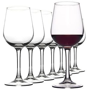 lot 86180 image: FAWLES Fully Tempered Wine Glasses, Shock Resistant Wine Glass Set for Red or White Wine, Dishwasher Safe Stem Glasses for Restaurants, Bars, Home (Set of 8, 15.5 oz)