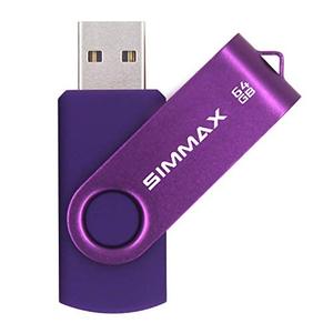 lot 86184 image: SIMMAX 64GB Memory Stick USB 2.0 Flash Drives Swivel Thumb Drive Pen Drive (64GB Purple)